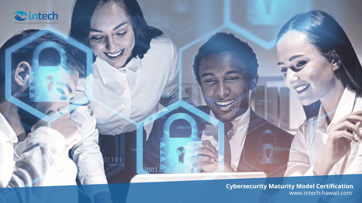 Happy business team in cybersecurity