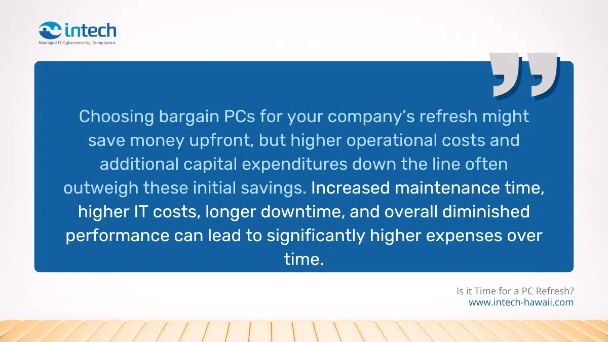 Choosing bargain PCs for your company’s refresh might save money upfront,